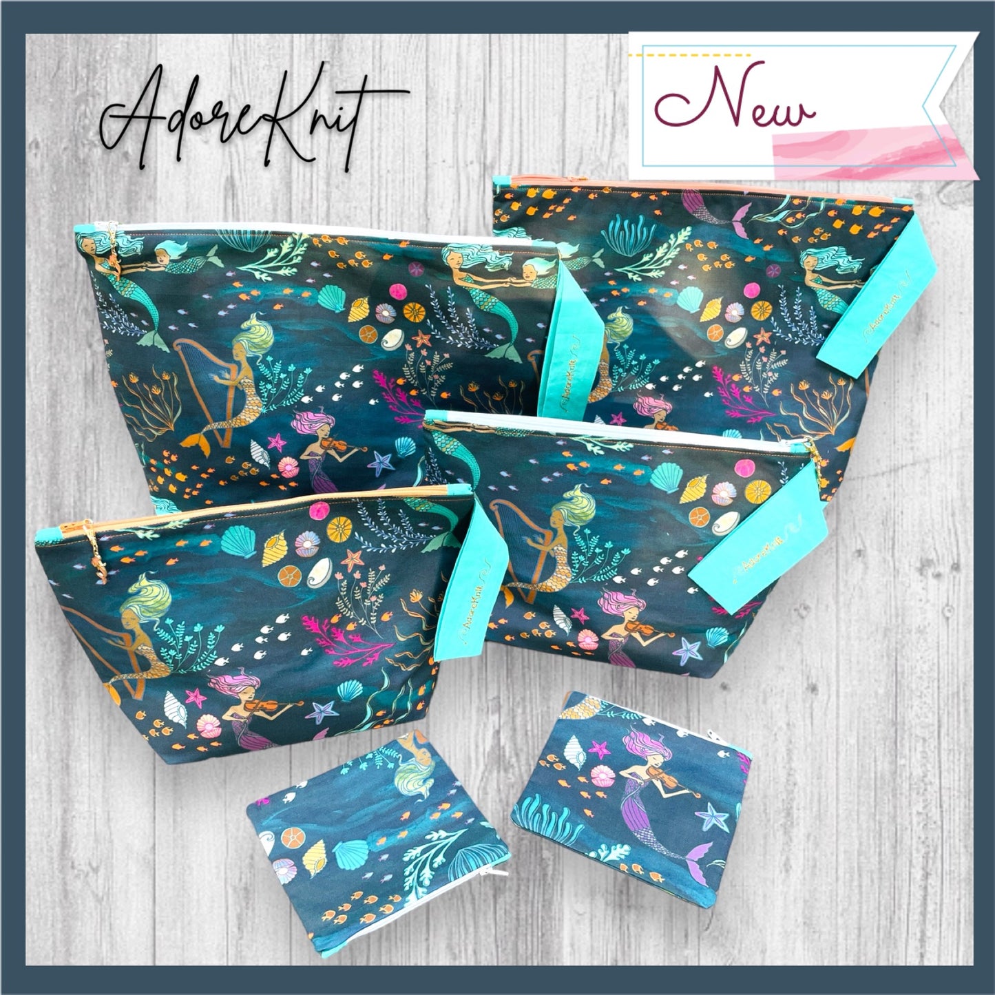 Mermaid Music in the Deep Project Bag - AdoreKnit