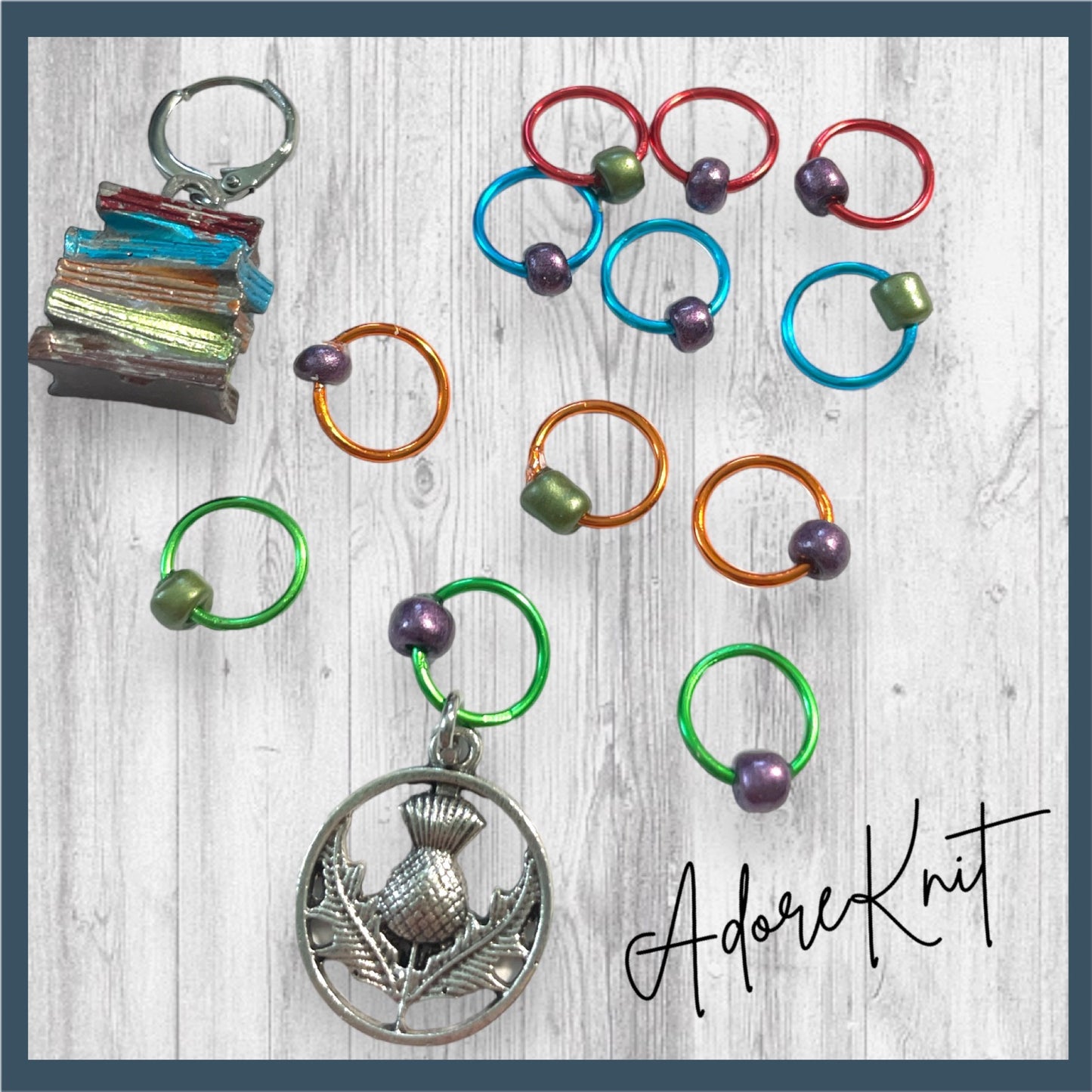 Scottish Library Progress and Stitch Markers - AdoreKnit