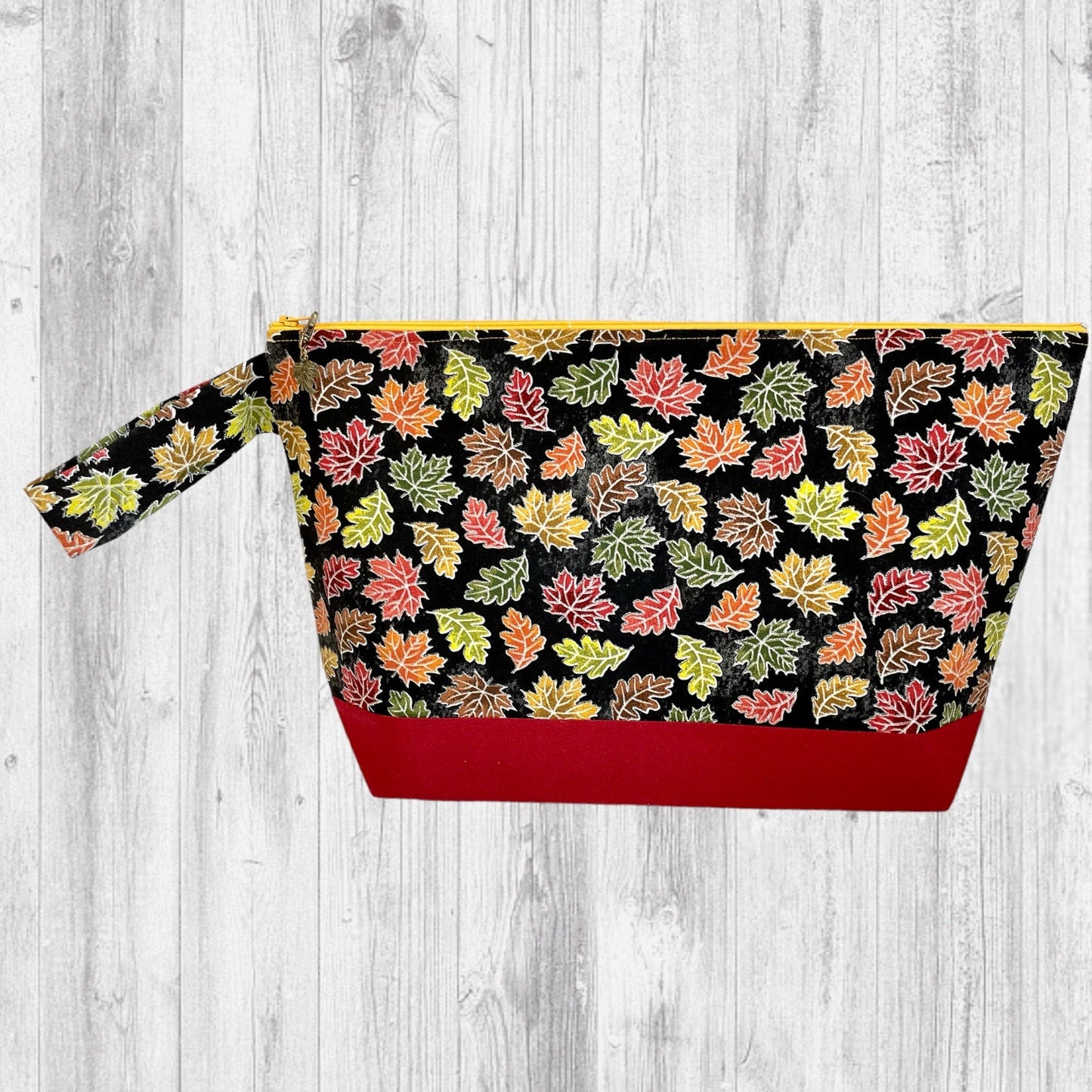 Autumn Leaves Black Project Bag - AdoreKnit