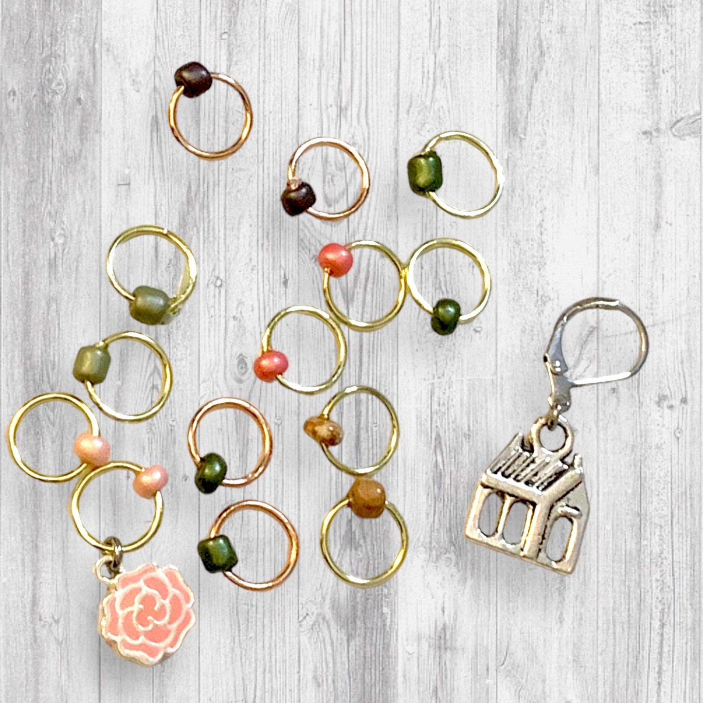 Lallybroch Rose Garden Progress and Stitch Markers - AdoreKnit