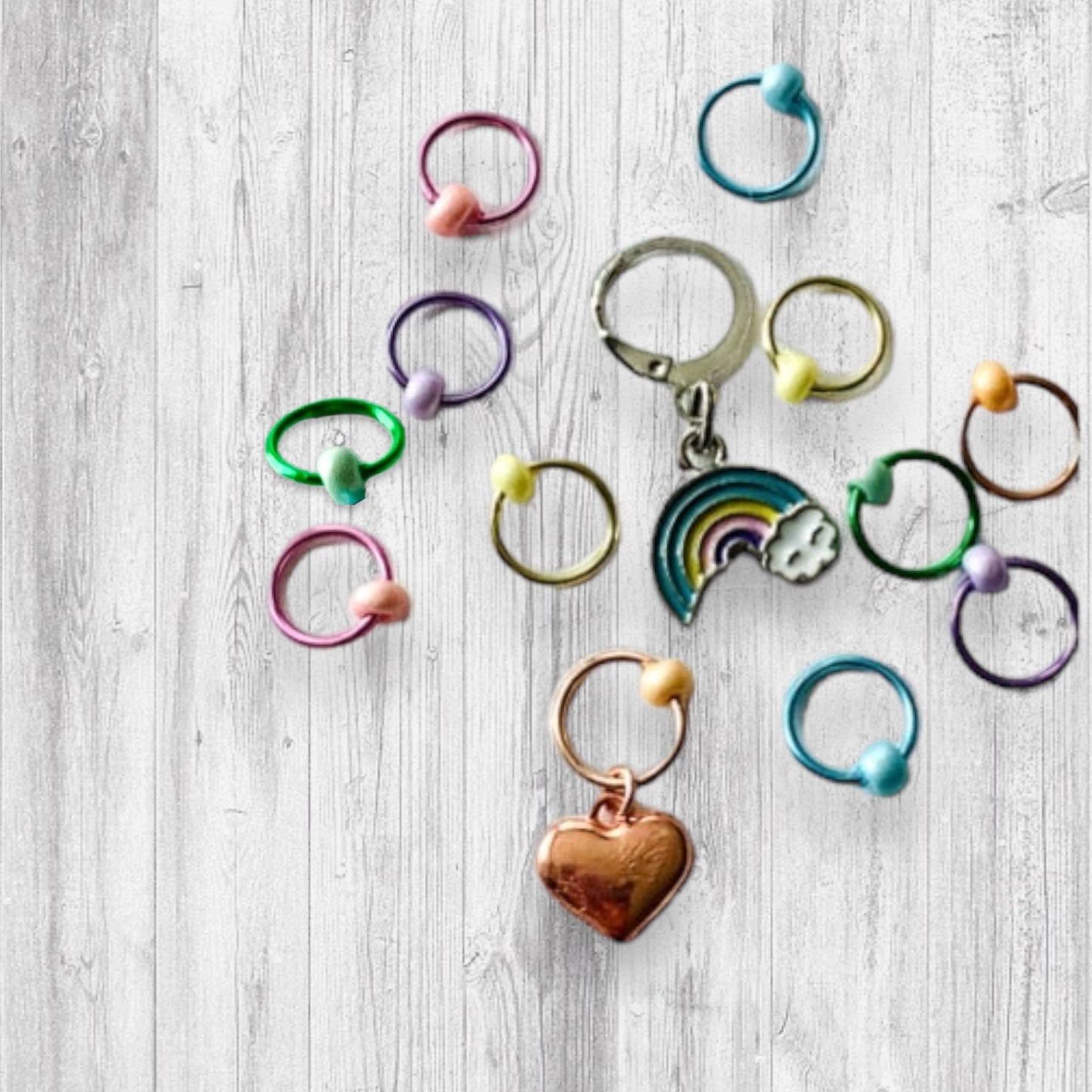 Pastel Rainbows Progress and Stitch Markers - AdoreKnit