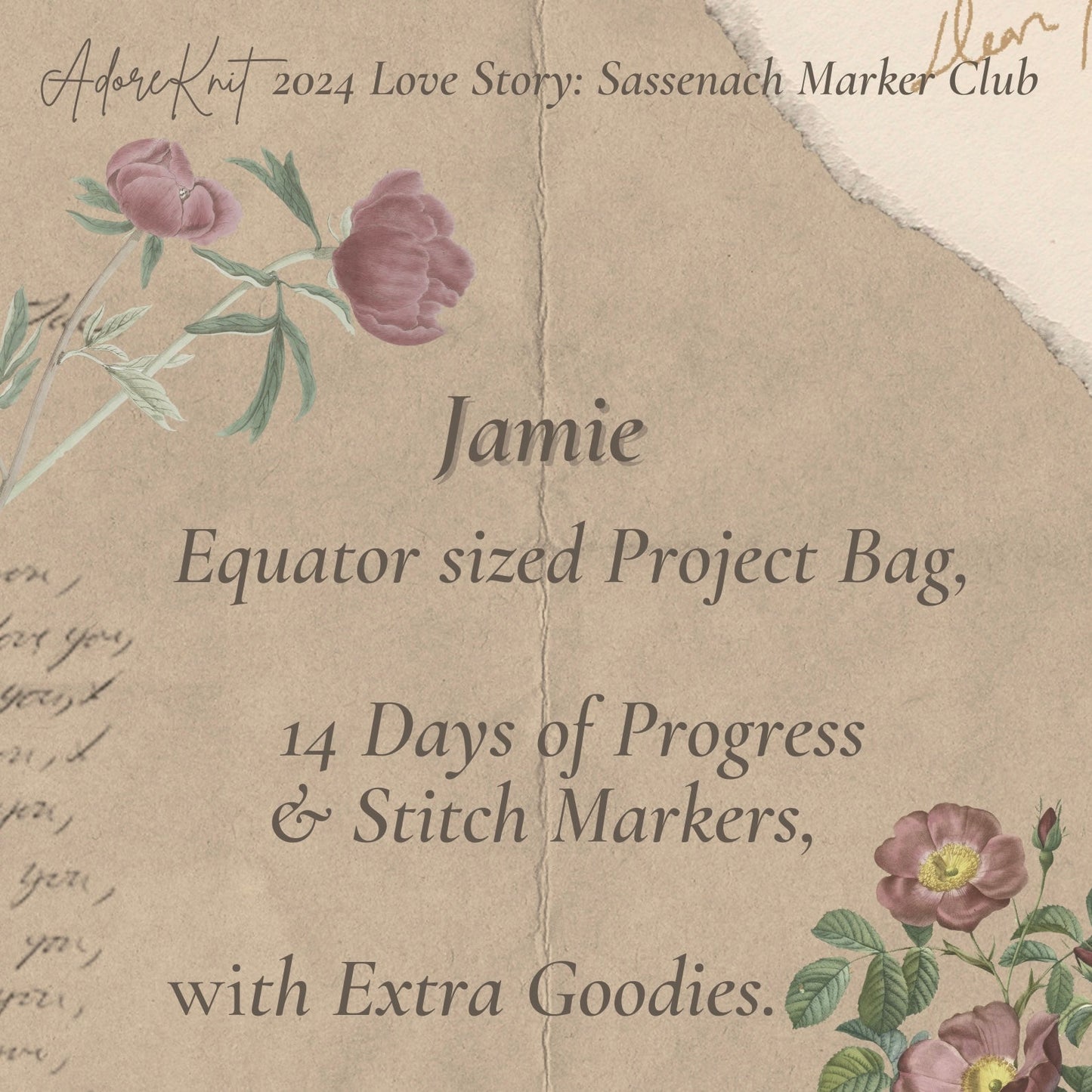 2024 Love Story: Sassanach Marker Club, 14 Days of Progress & Stitch Markers with a Project Bag - AdoreKnit