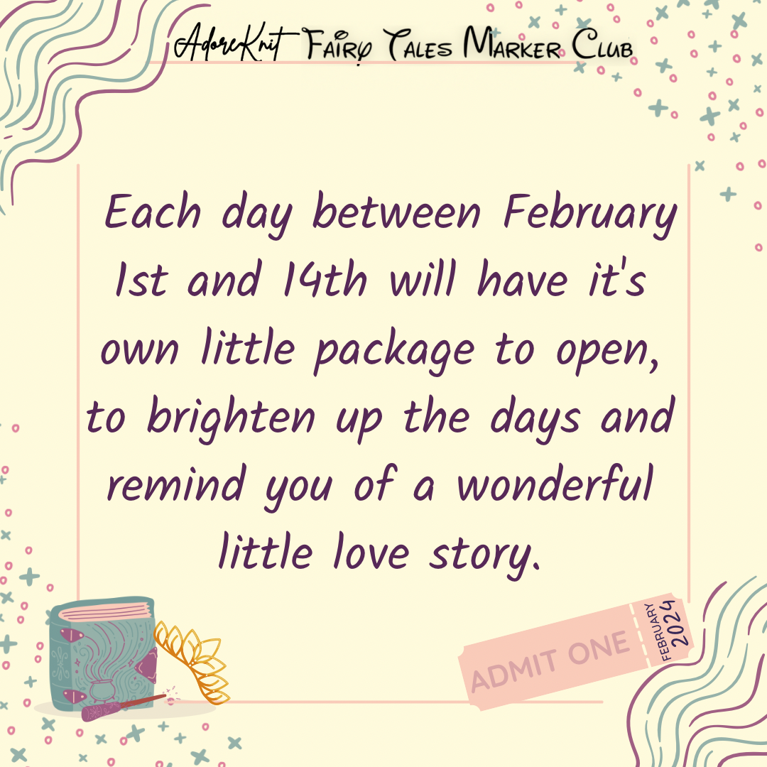 2024 Love Story: Fairy Tales Marker Club, 14 Days of Progress & Stitch Markers with a Project Bag - AdoreKnit