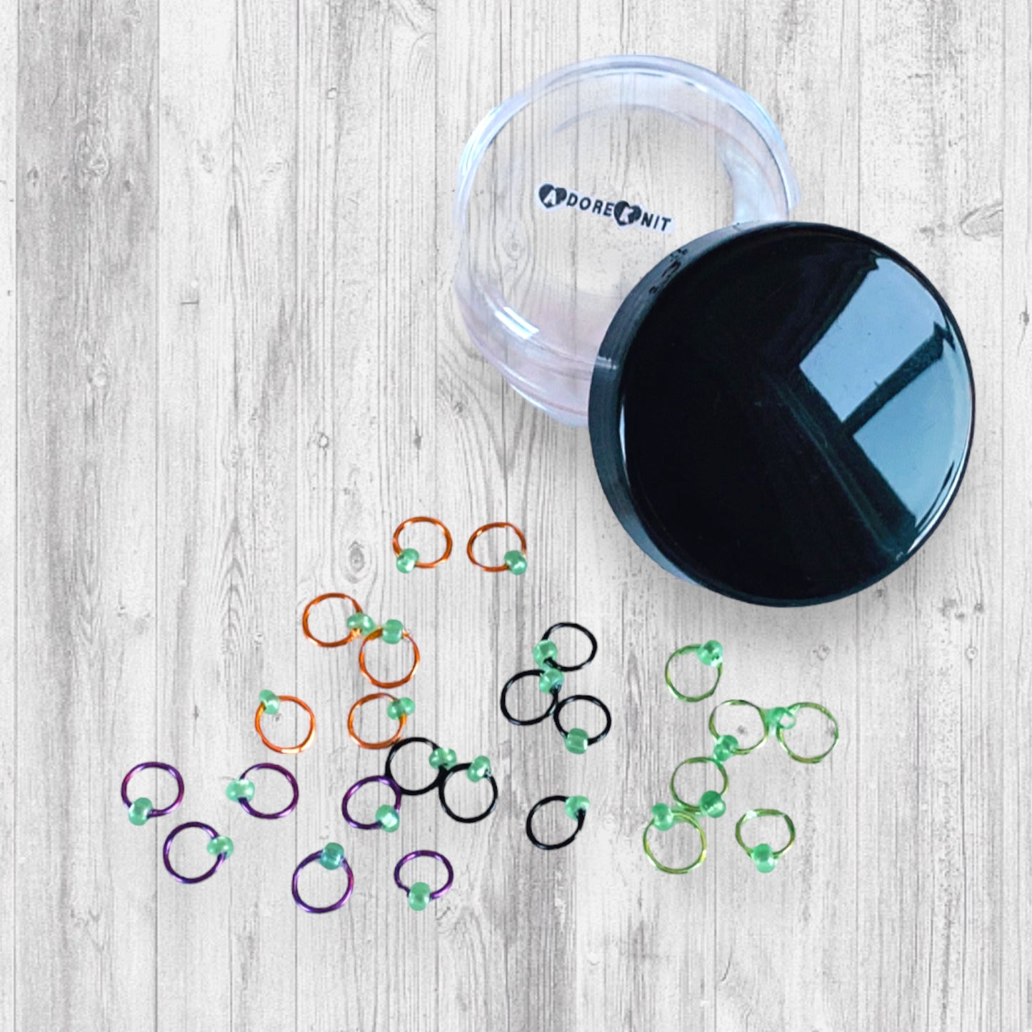 Sock Knitter's Companion Tiny Stitch Markers with Marker Container Black - AdoreKnit