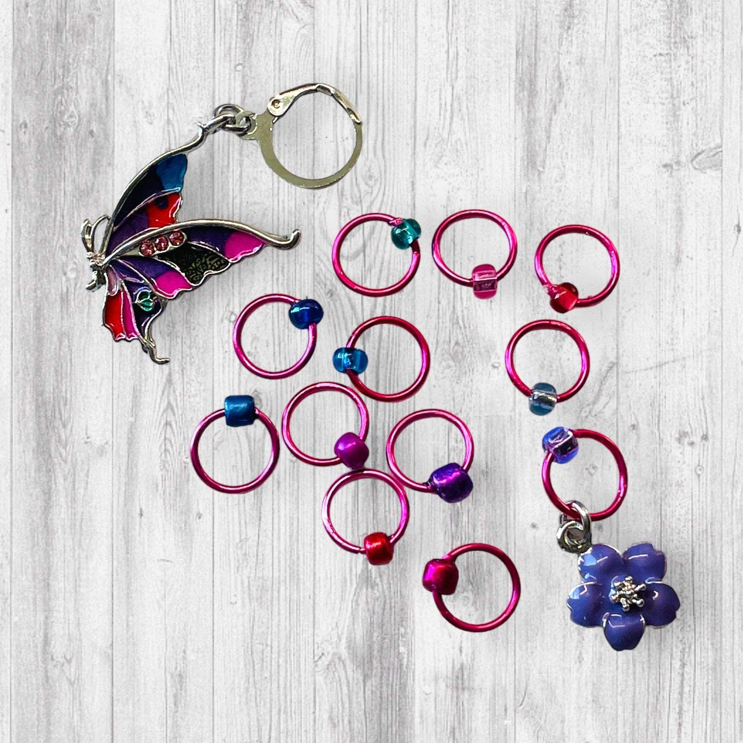 Float Like A Butterfly Progress and Stitch MarkersAdoreKnitFloat Like A Butterfly Progress and Stitch Markers.  The famous Muhammad Ali quote inspired this set, "Float like a Butterfly, sting like a bee."  It seems last summButterfly Progress