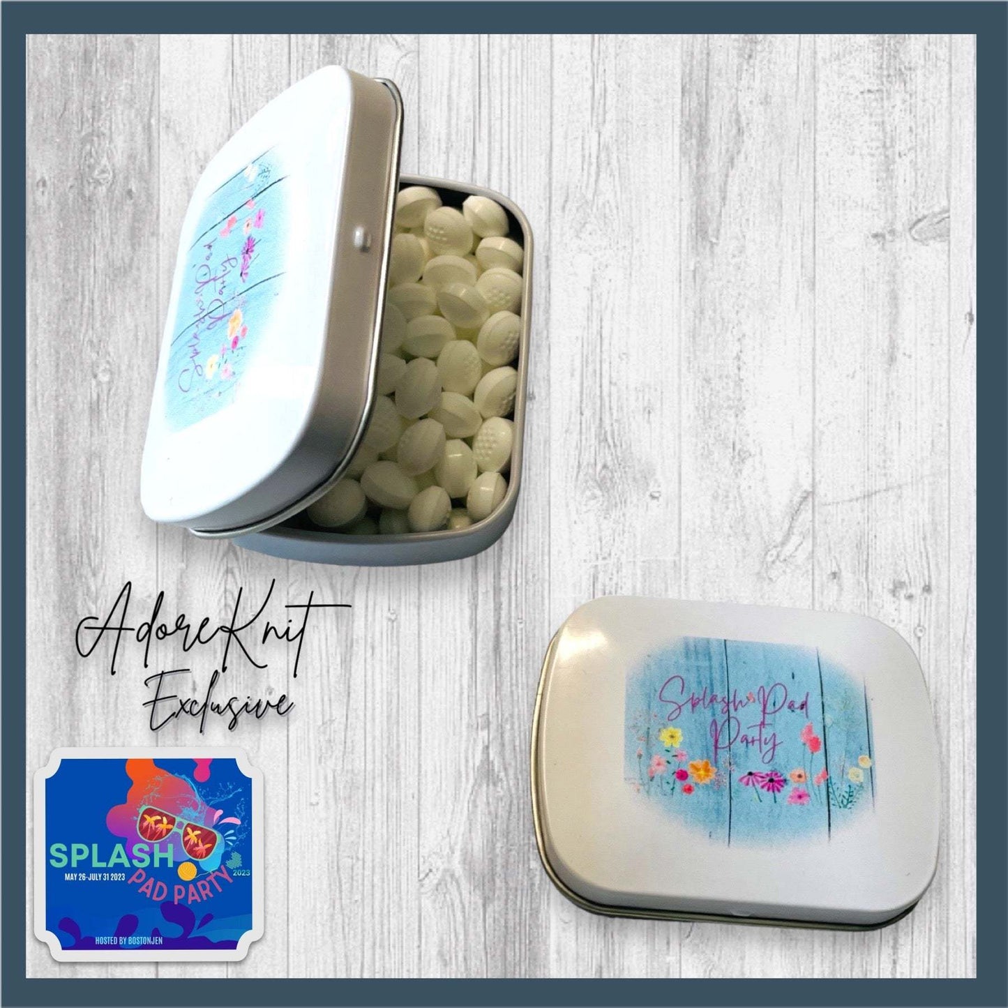 2023 Splash Pad Party Stitch Marker Container or Mint Tin - AdoreKnit