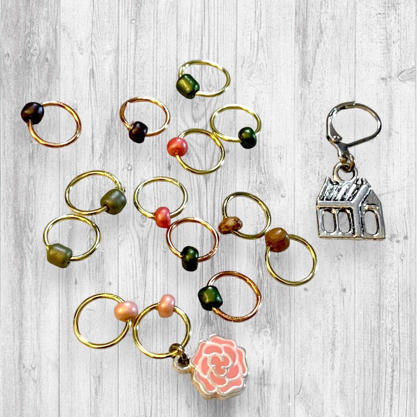 Lallybroch Rose Garden Progress and Stitch Markers - AdoreKnit