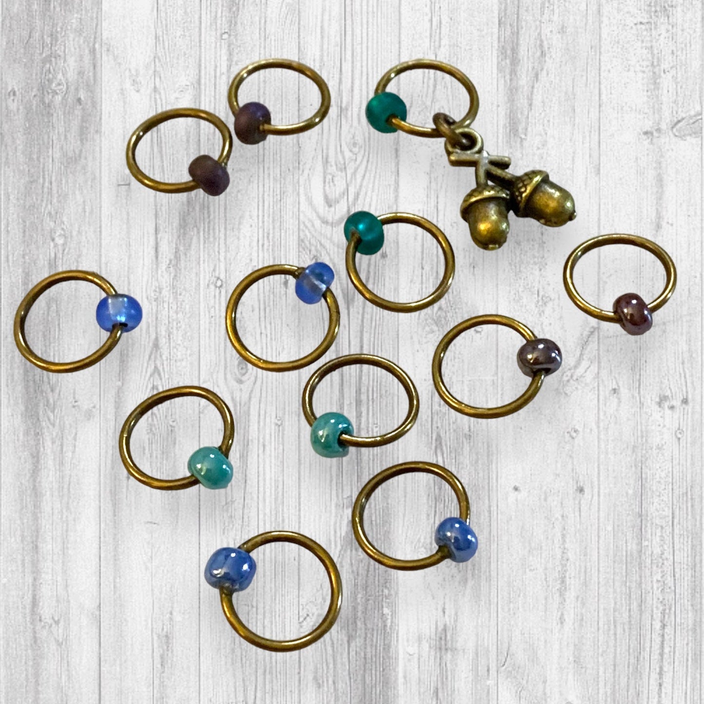 Bronze Dragonfly and Acorn Progress and Stitch Markers - AdoreKnit