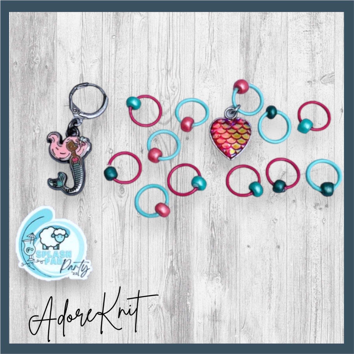 You're Mer-Mazing Progress & Stitch Markers, 2022 Splash Pad Party LGAdoreKnit2022 You're Mer-Mazing Progress & Stitch Markers were the Exclusive marker set for the 2022 DCS Splash Pad Party! Join us as we Knitting-a-long with the Down CelMer-Mazing Progress & Stitch Markers, 2022 Splash Pad Party LG