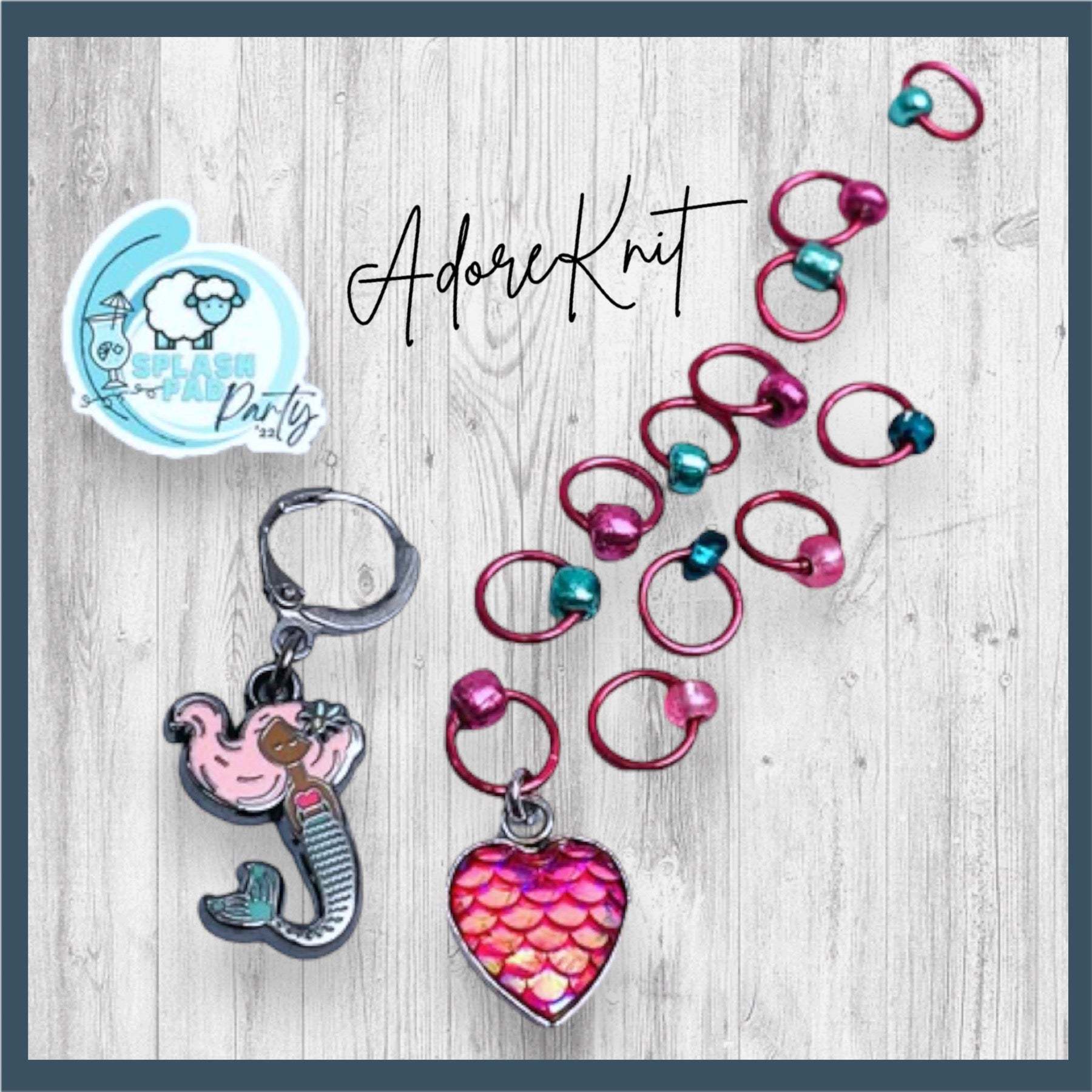 You're Mer-Mazing Progress & Stitch Markers, 2022 Splash Pad Party MDAdoreKnit2022 You're Mer-Mazing Progress & Stitch Markers were the Exclusive marker set for the 2022 DCS Splash Pad Party! Join us as we Knitting-a-long with the Down CelMer-Mazing Progress & Stitch Markers, 2022 Splash Pad Party MD