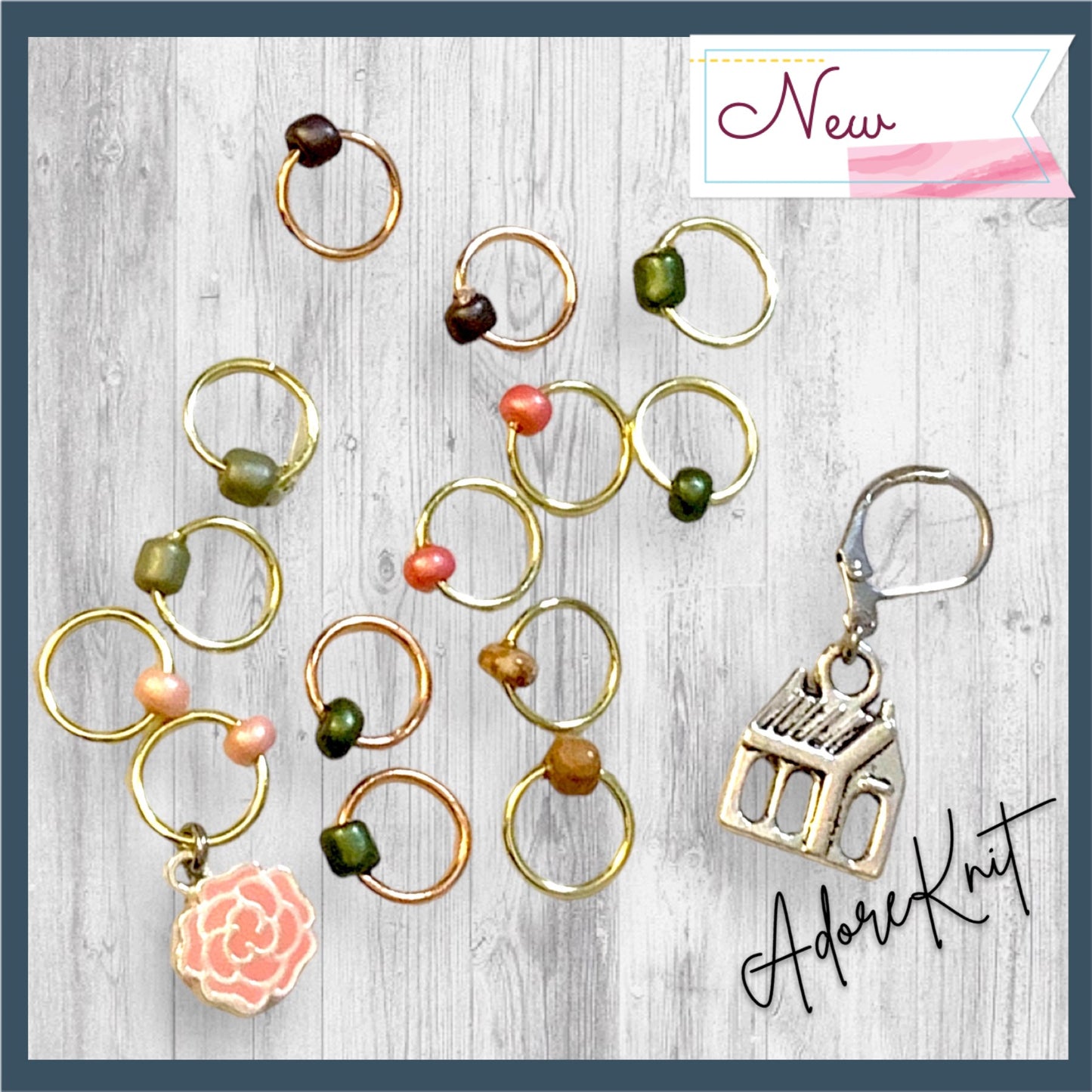 Lallybroch Rose Garden Progress and Stitch Markers - AdoreKnit