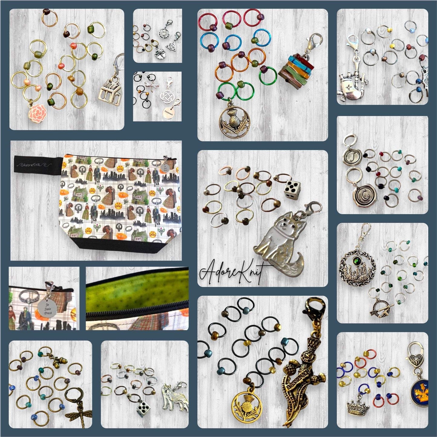 Scottish Library Progress and Stitch Markers - AdoreKnit