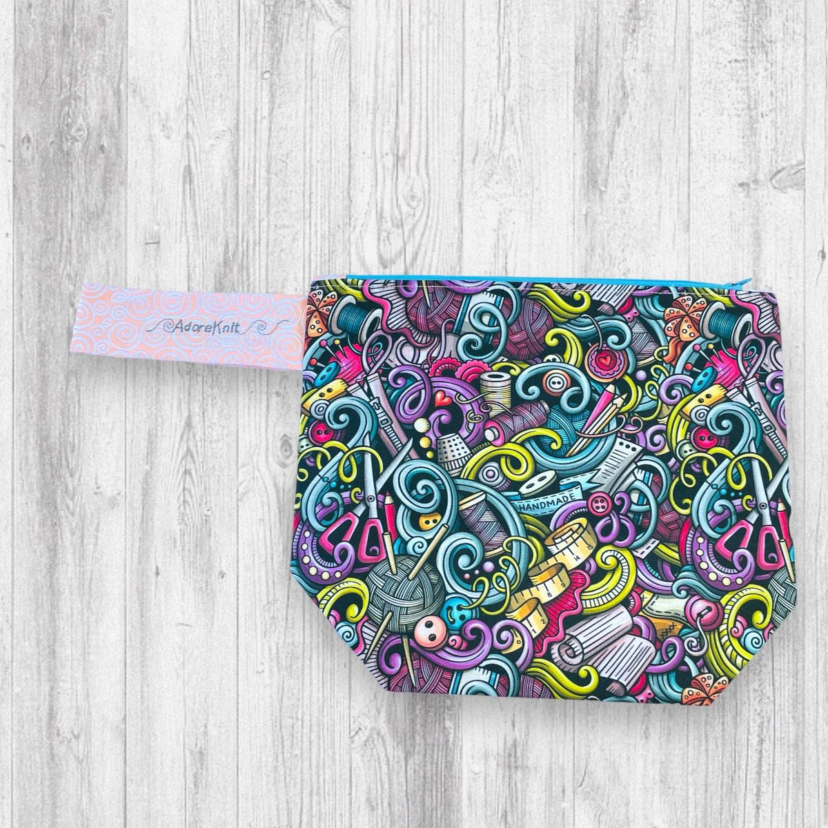 Knitting Tools Doodle Project Bag - AdoreKnit