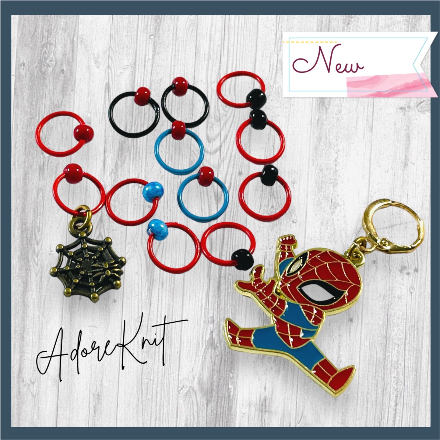 Web-Slinger Progress and Stitch Markers - AdoreKnit