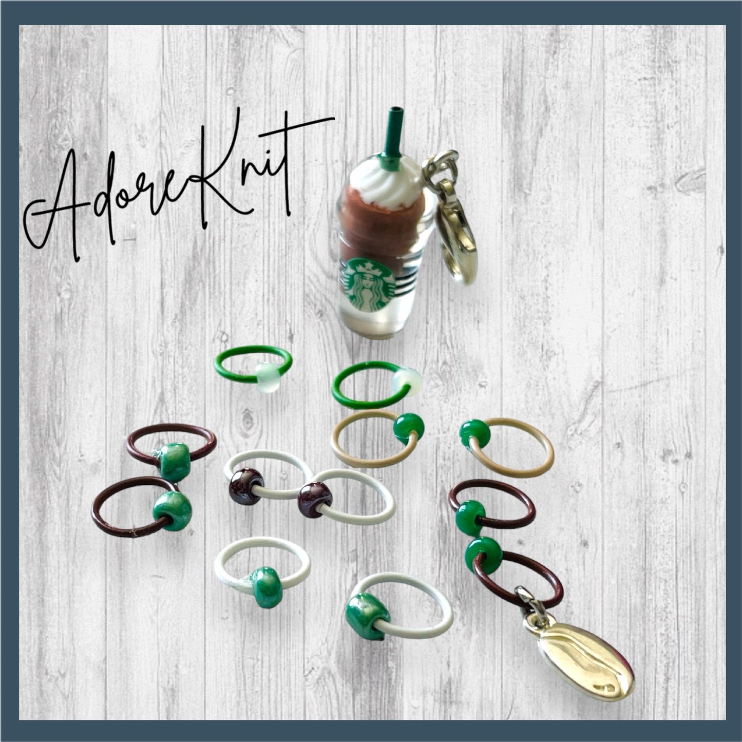 Mocha Frap and Coffee Bean Progress and Stitch Markers - AdoreKnit