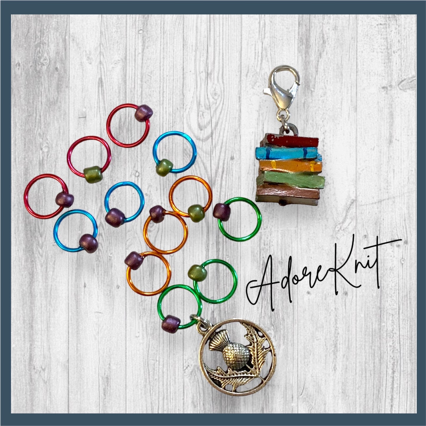 Scottish Library Progress and Stitch Markers - AdoreKnit