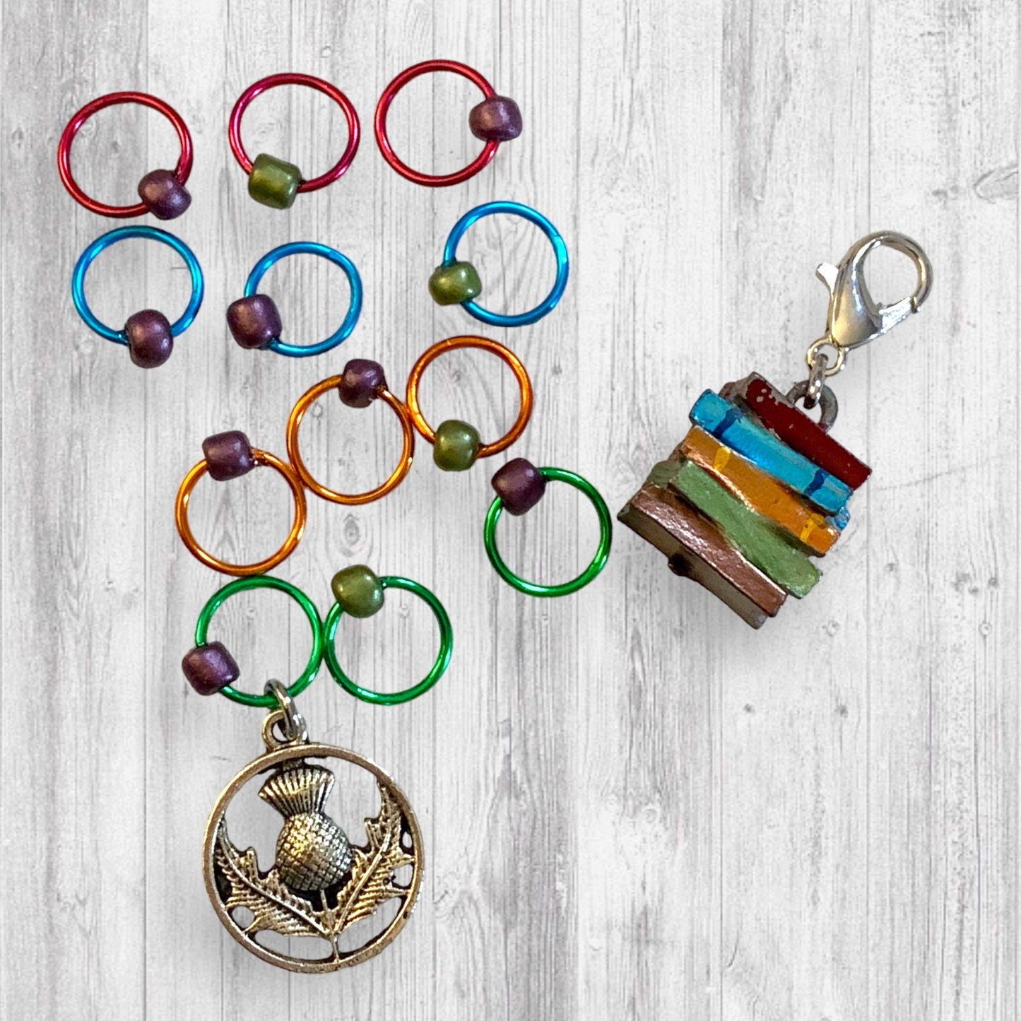Scottish Library Progress and Stitch Markers - AdoreKnit
