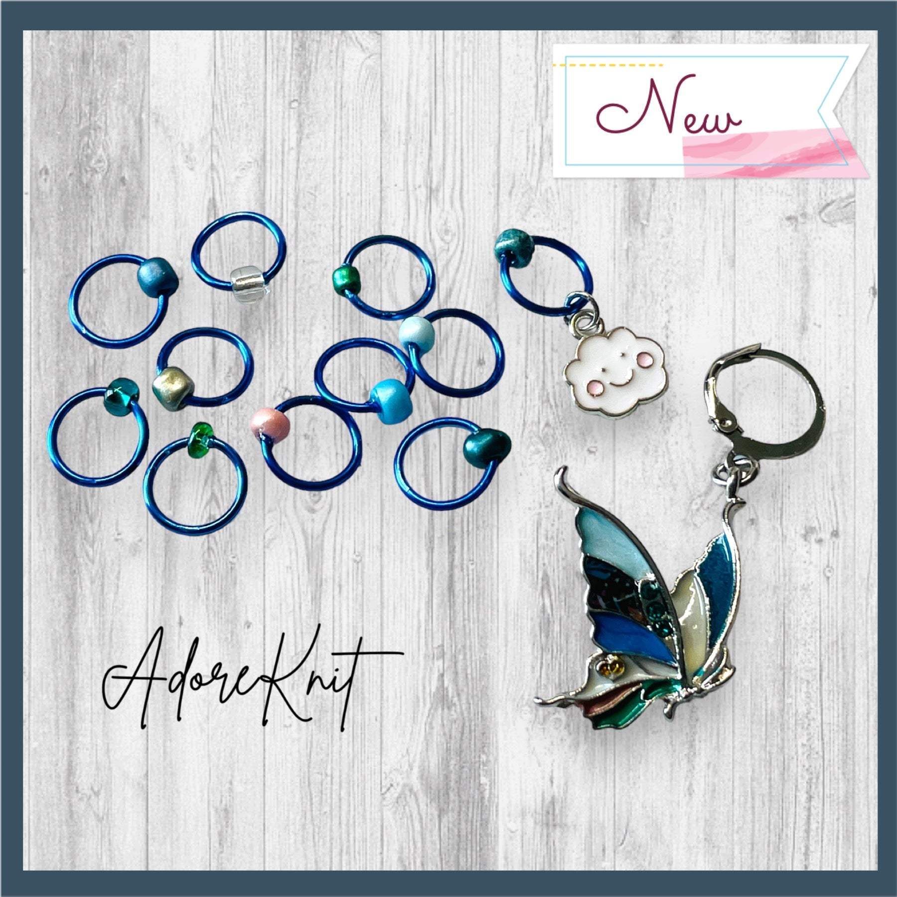 Social Butterfly Progress and Stitch Markers - AdoreKnit