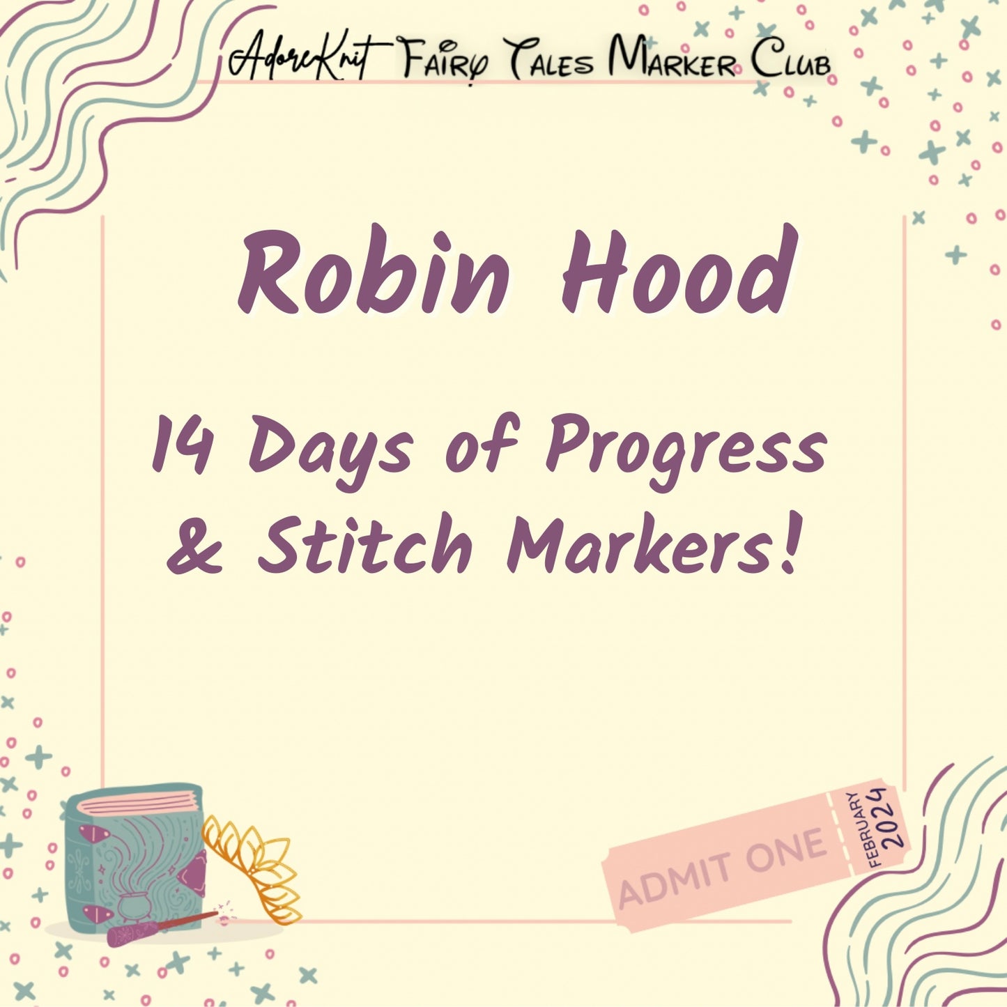 2024 Love Story: Fairy Tales Marker Club, 14 Days of Progress & Stitch Markers with a Project Bag - AdoreKnit