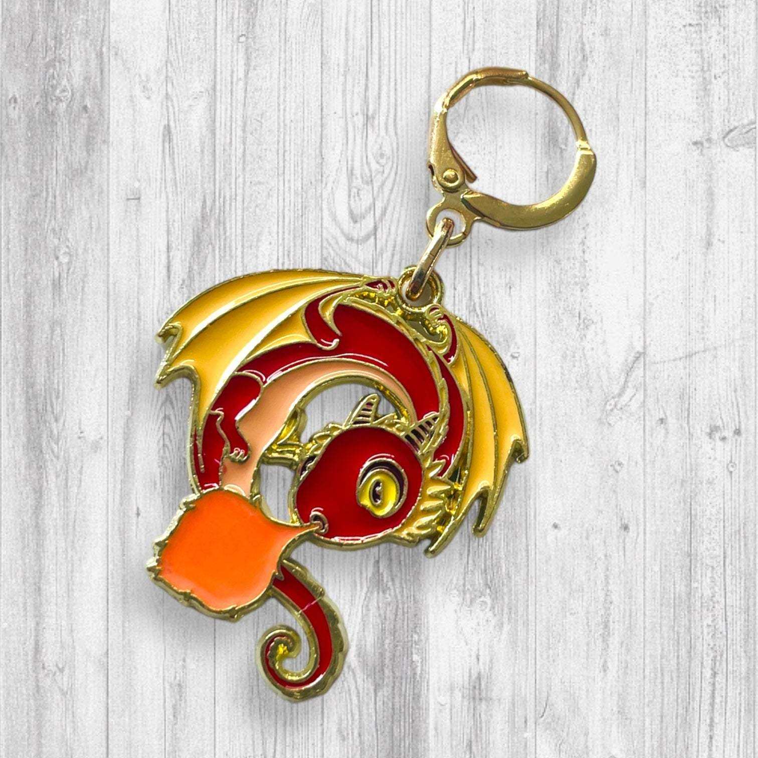 Cute Red Dragon Progress and Stitch Markers - AdoreKnit