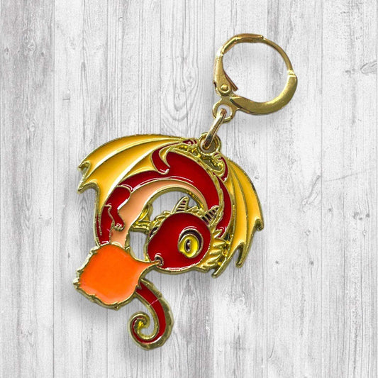 Cute Red Dragon Progress and Stitch Markers - AdoreKnit