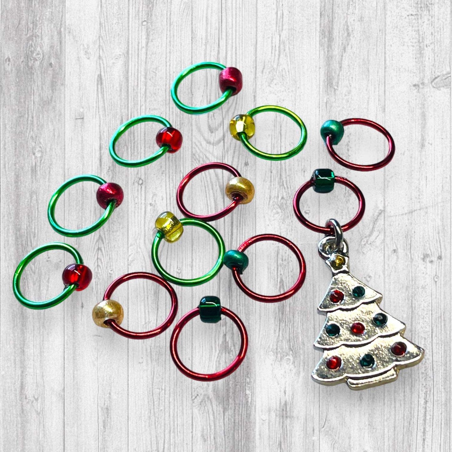 Have a TREE-mendous Christmas Progress and Stitch Markers - AdoreKnit