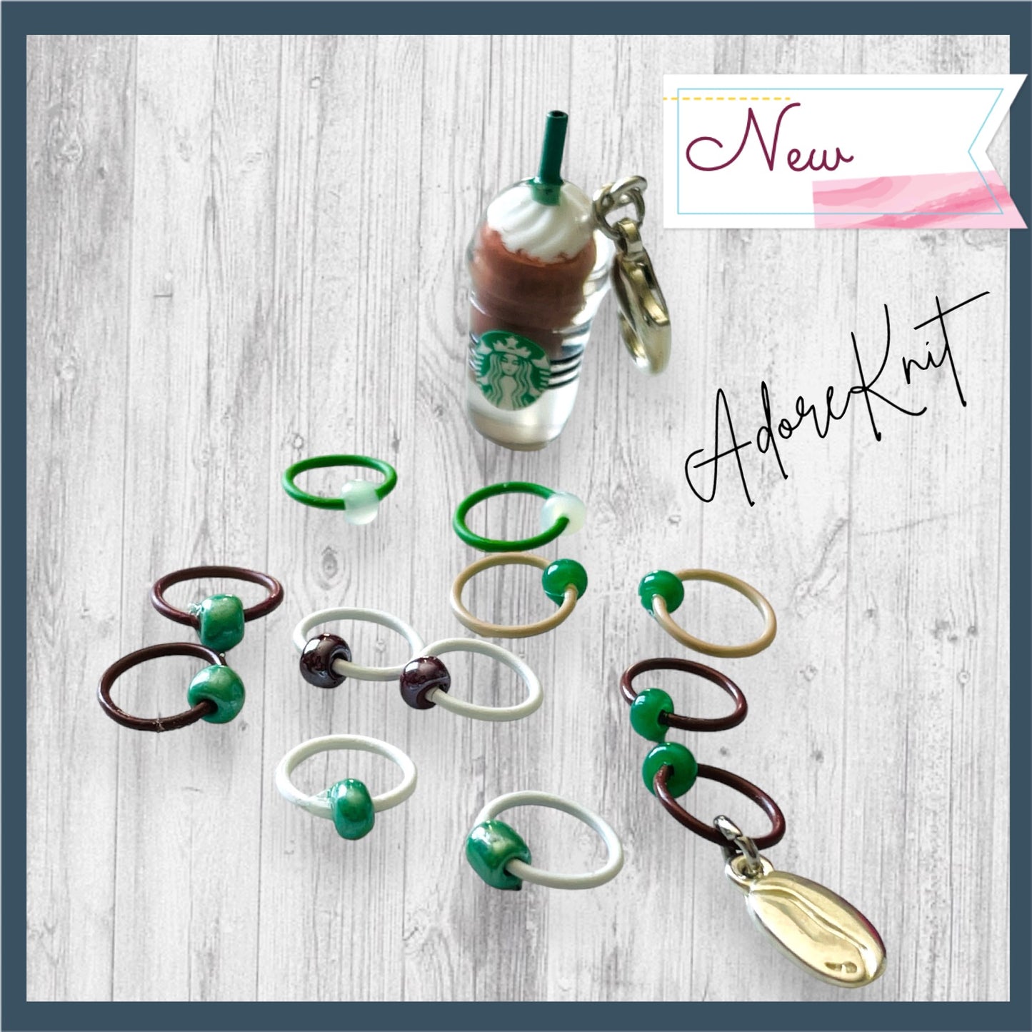 Mocha Frap and Coffee Bean Progress and Stitch Markers - AdoreKnit