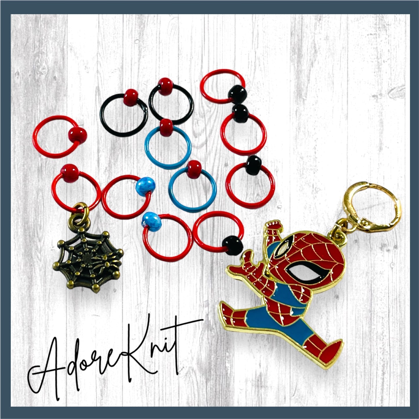 Web-Slinger Progress and Stitch Markers - AdoreKnit