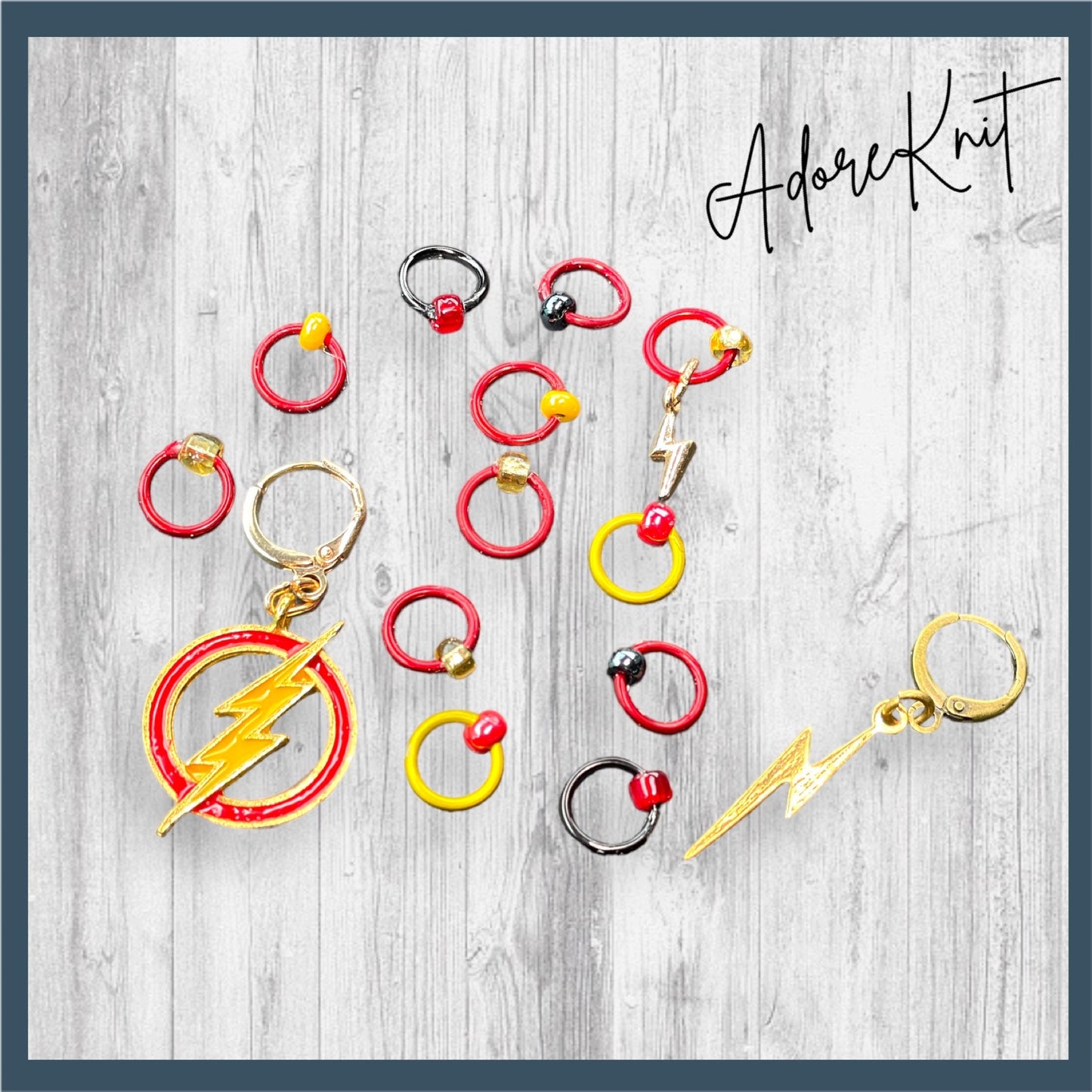 Lightening Flash Progress and Stitch Markers - AdoreKnit