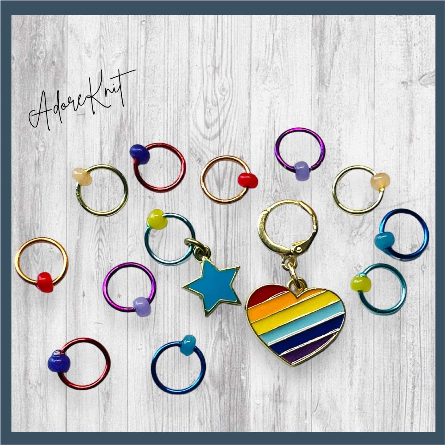Heart Rainbows Progress and Stitch Markers - AdoreKnit