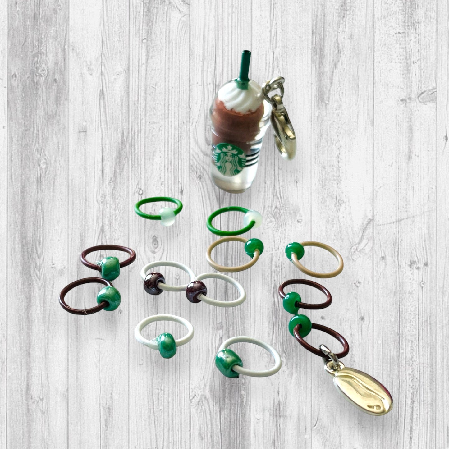 Mocha Frap and Coffee Bean Progress and Stitch Markers - AdoreKnit