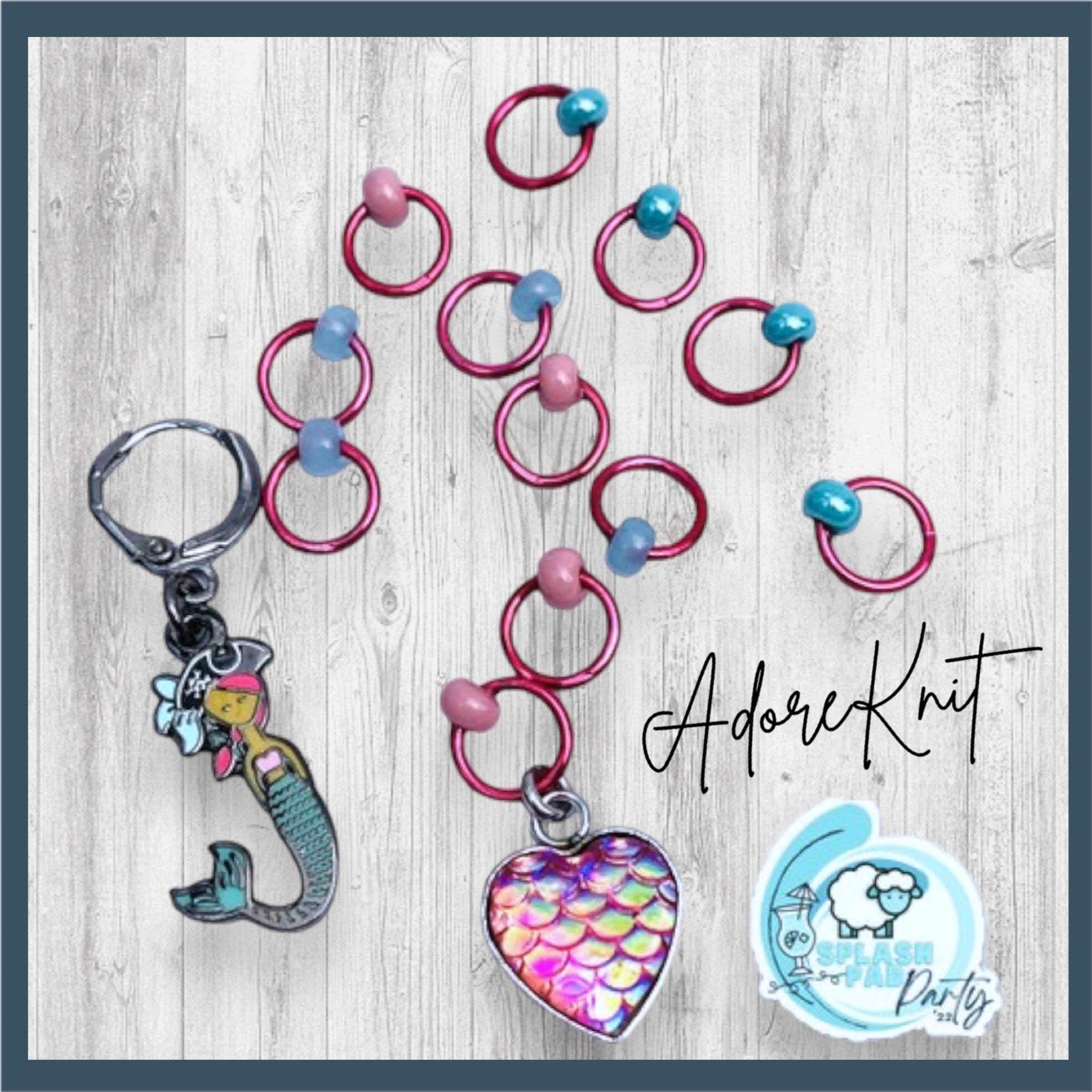 You're Mer-Mazing Progress & Stitch Markers, 2022 Splash Pad Party PirAdoreKnit2022 You're Mer-Mazing Pirate Hat Progress & Stitch Markers were the Exclusive marker set for the 2022 DCS Splash Pad Party! Join us as we Knitting-a-long with tMer-Mazing Progress & Stitch Markers, 2022 Splash Pad Party Pirate Hat