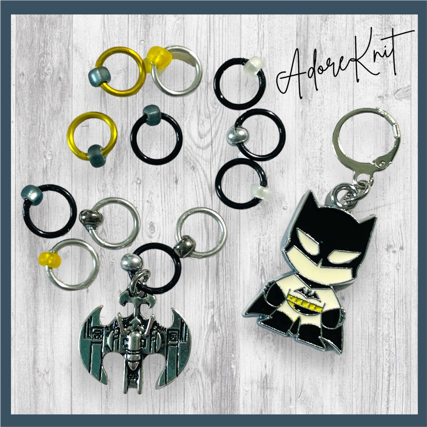 Dark Knight Progress and Stitch Markers - AdoreKnit