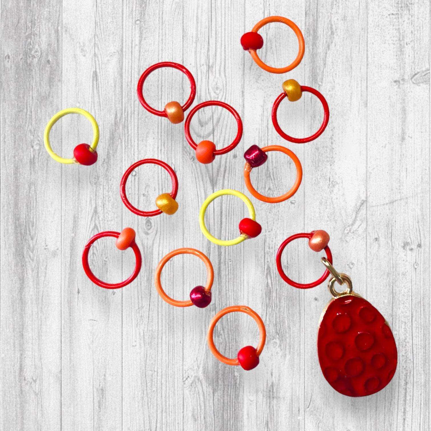 Cute Red Dragon Progress and Stitch Markers - AdoreKnit