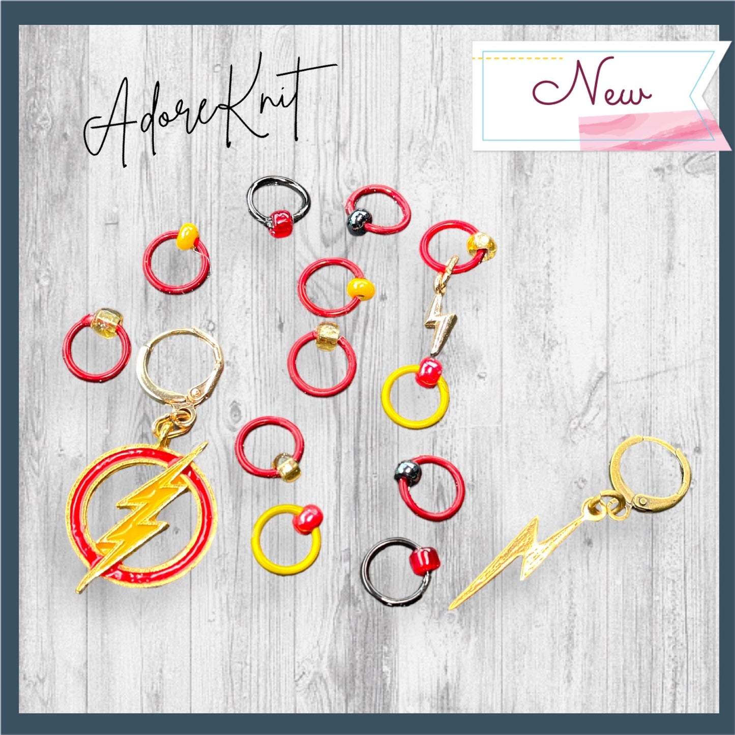 Lightening Flash Progress and Stitch Markers - AdoreKnit