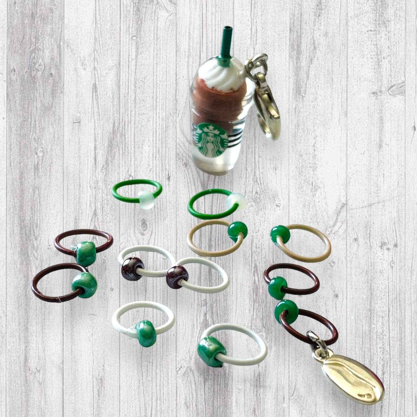 Mocha Frap and Coffee Bean Progress and Stitch Markers - AdoreKnit