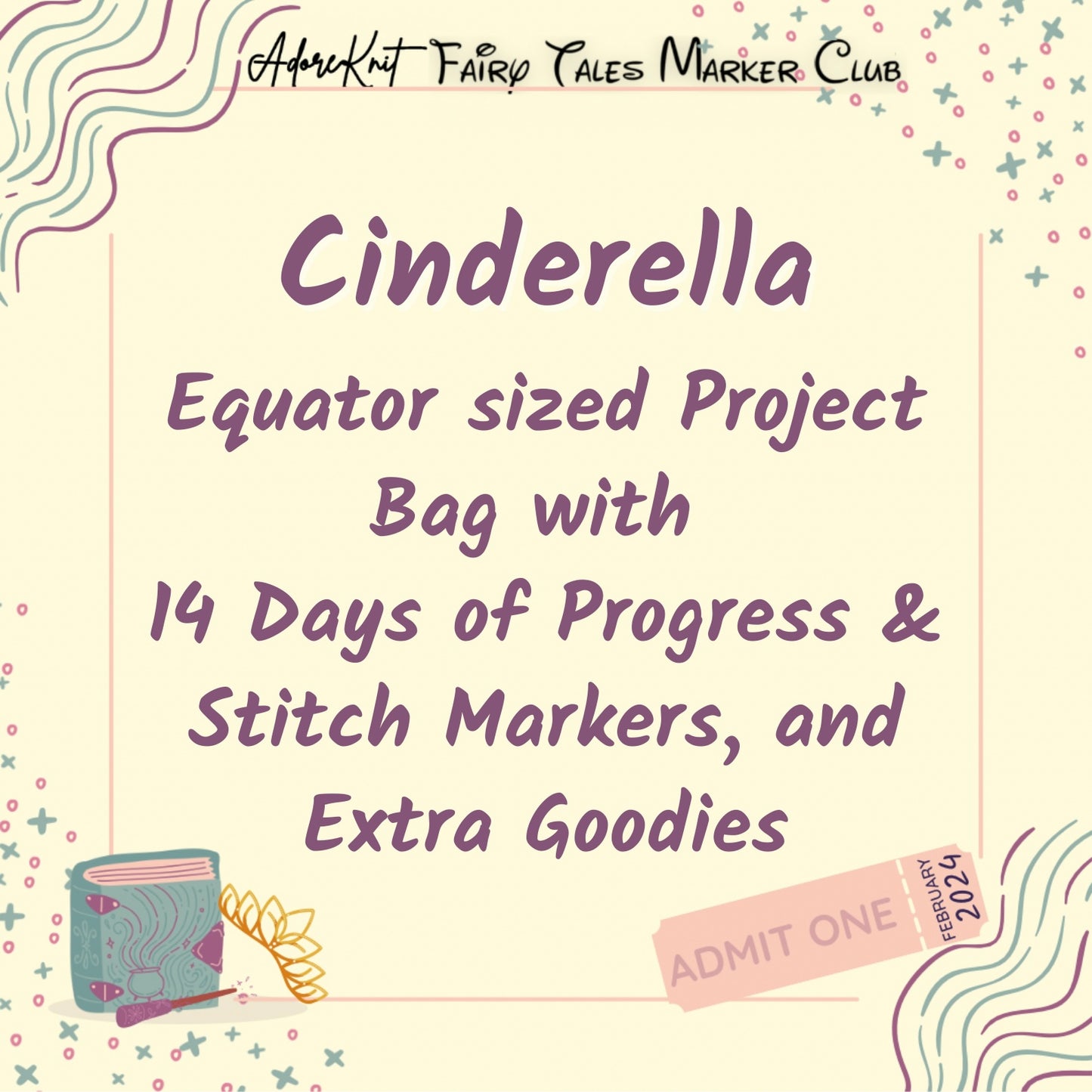2024 Love Story: Fairy Tales Marker Club, 14 Days of Progress & Stitch Markers with a Project Bag - AdoreKnit