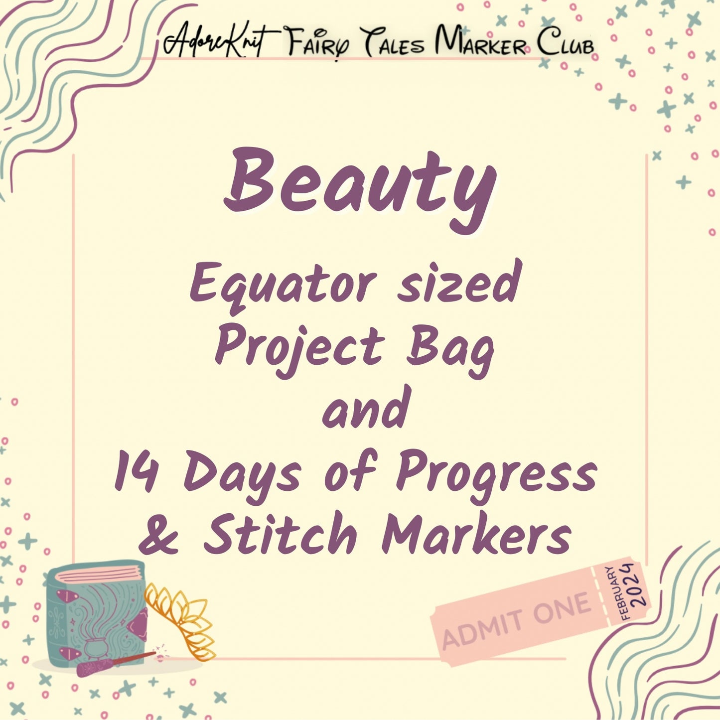 2024 Love Story: Fairy Tales Marker Club, 14 Days of Progress & Stitch Markers with a Project Bag - AdoreKnit