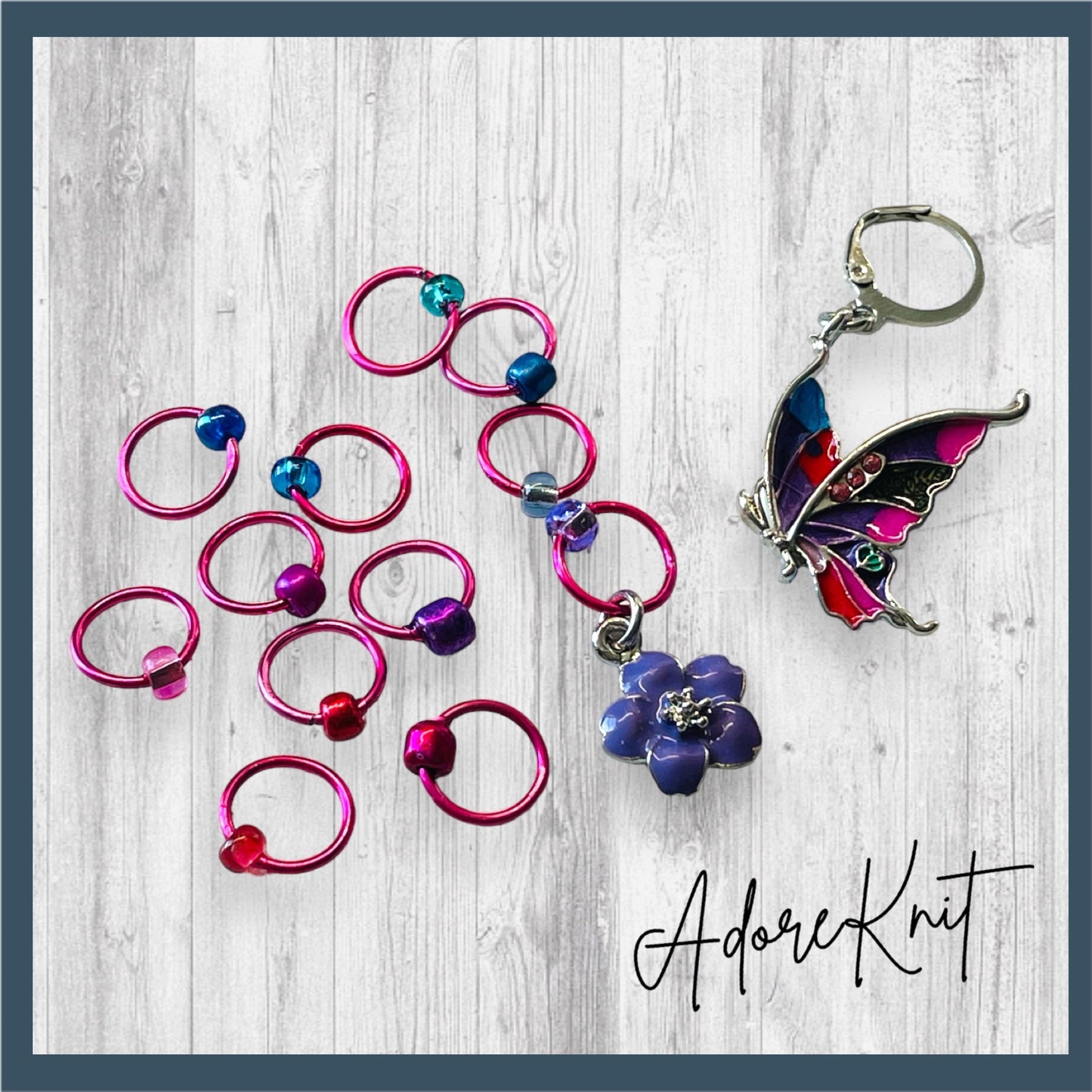 Float Like A Butterfly Progress and Stitch Markers - AdoreKnit