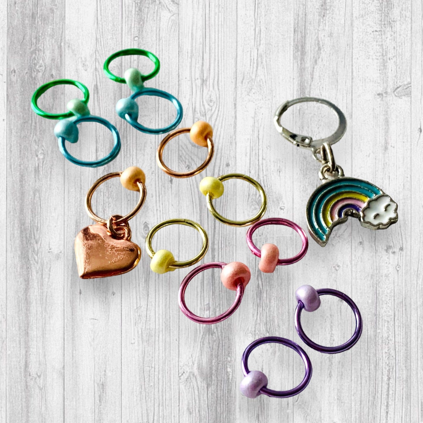 Pastel Rainbows Progress and Stitch Markers - AdoreKnit