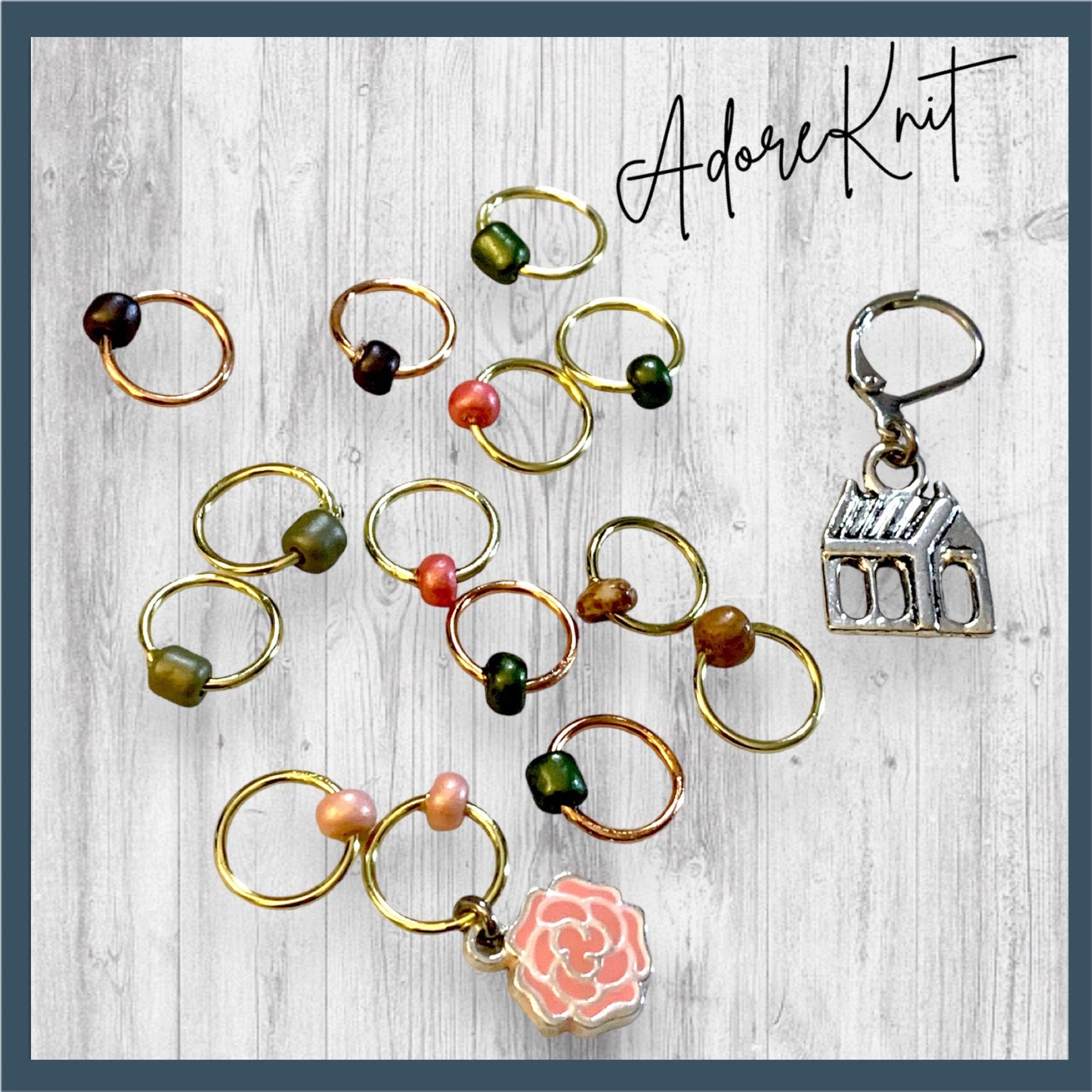 Lallybroch Rose Garden Progress and Stitch Markers - AdoreKnit