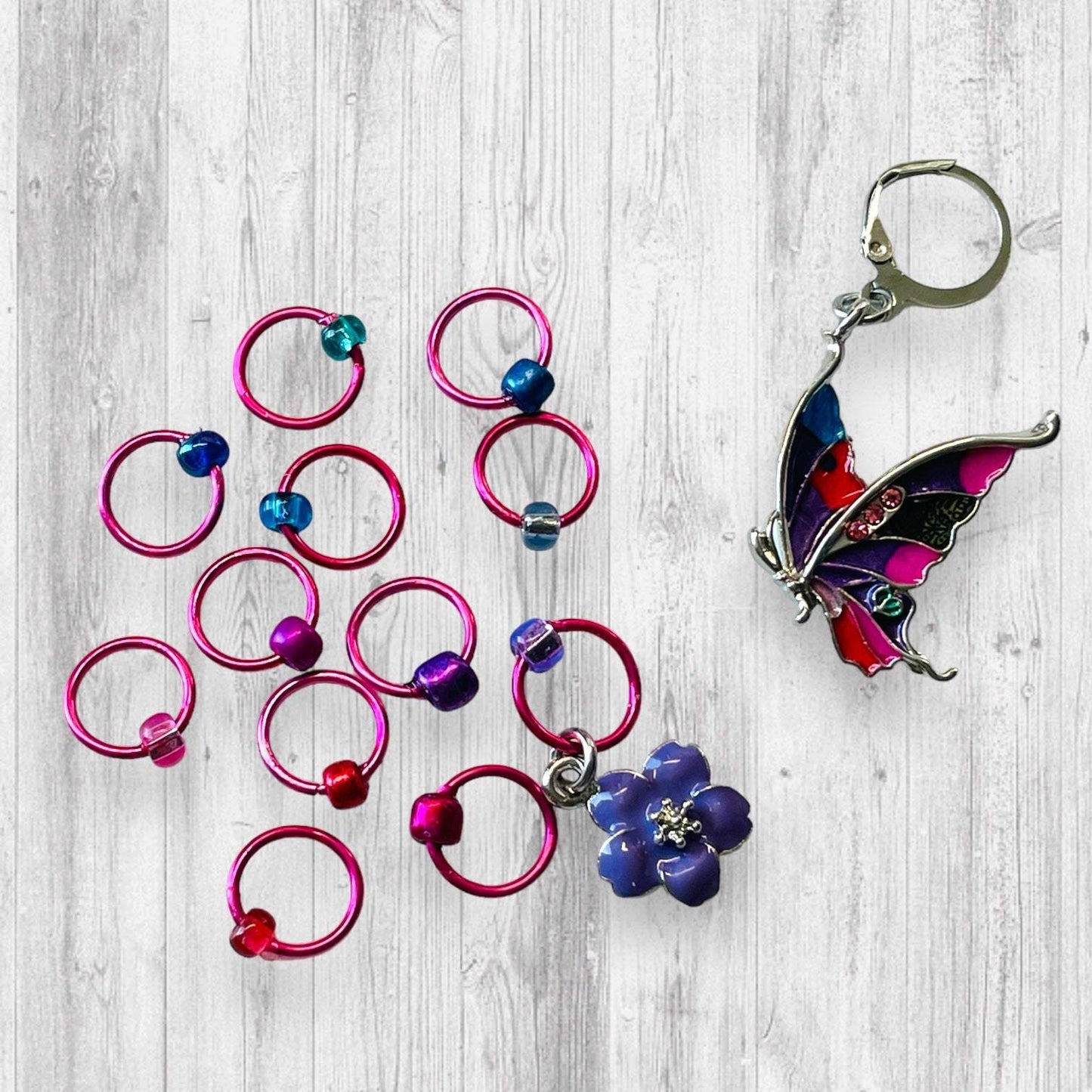 Float Like A Butterfly Progress and Stitch MarkersAdoreKnitFloat Like A Butterfly Progress and Stitch Markers.  The famous Muhammad Ali quote inspired this set, "Float like a Butterfly, sting like a bee."  It seems last summButterfly Progress