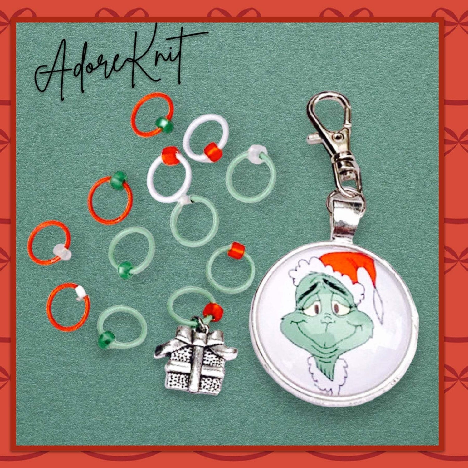 The Stregth of 10 Grinches +2 Progress and Stitch MarkersAdoreKnit"Well, in Whoville they say that the Grinch's small heart grew three sizes that day. And then the true meaning of Christmas came though, and the Grinch found the str10 Grinches +2 Progress