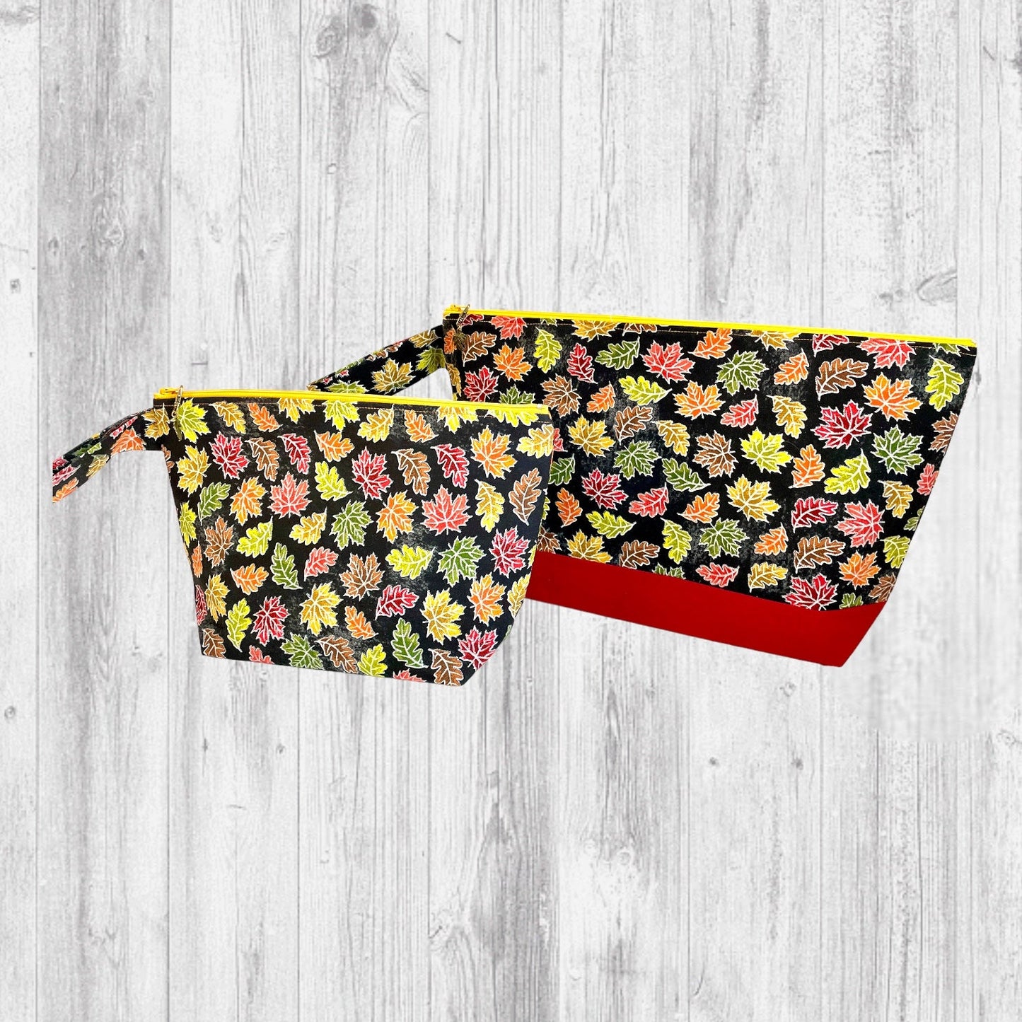Autumn Leaves Black Project Bag - AdoreKnit
