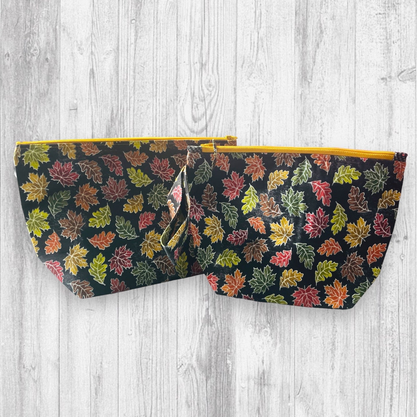 Autumn Leaves Black Project Bag - AdoreKnit