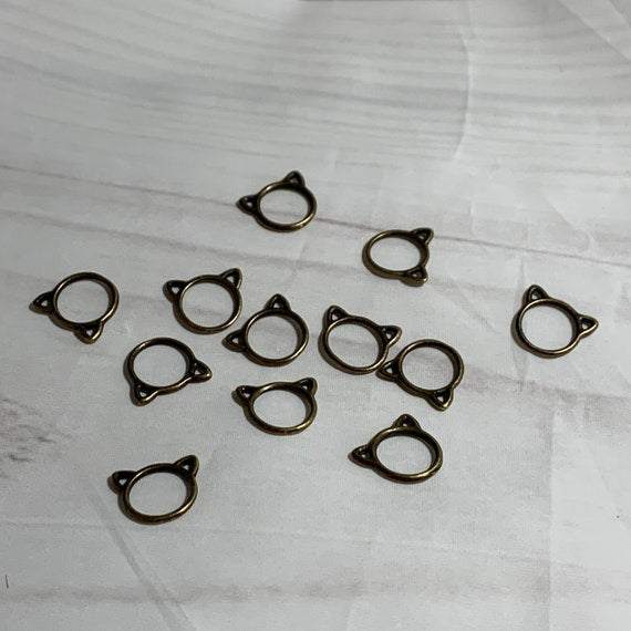 Cat Stitch Markers Bronze, 12 or 20 Knitting Kitty Stitch Markers - AdoreKnit