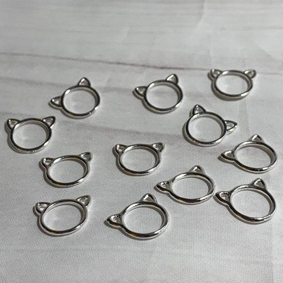 Cat Stitch Markers Antique Silver, 12 or 20 Knitting Stitch Markers - AdoreKnit