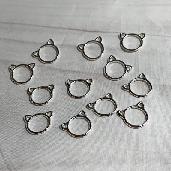 Cat Stitch Markers Antique Silver, 12 or 20 Knitting Stitch Markers - AdoreKnit