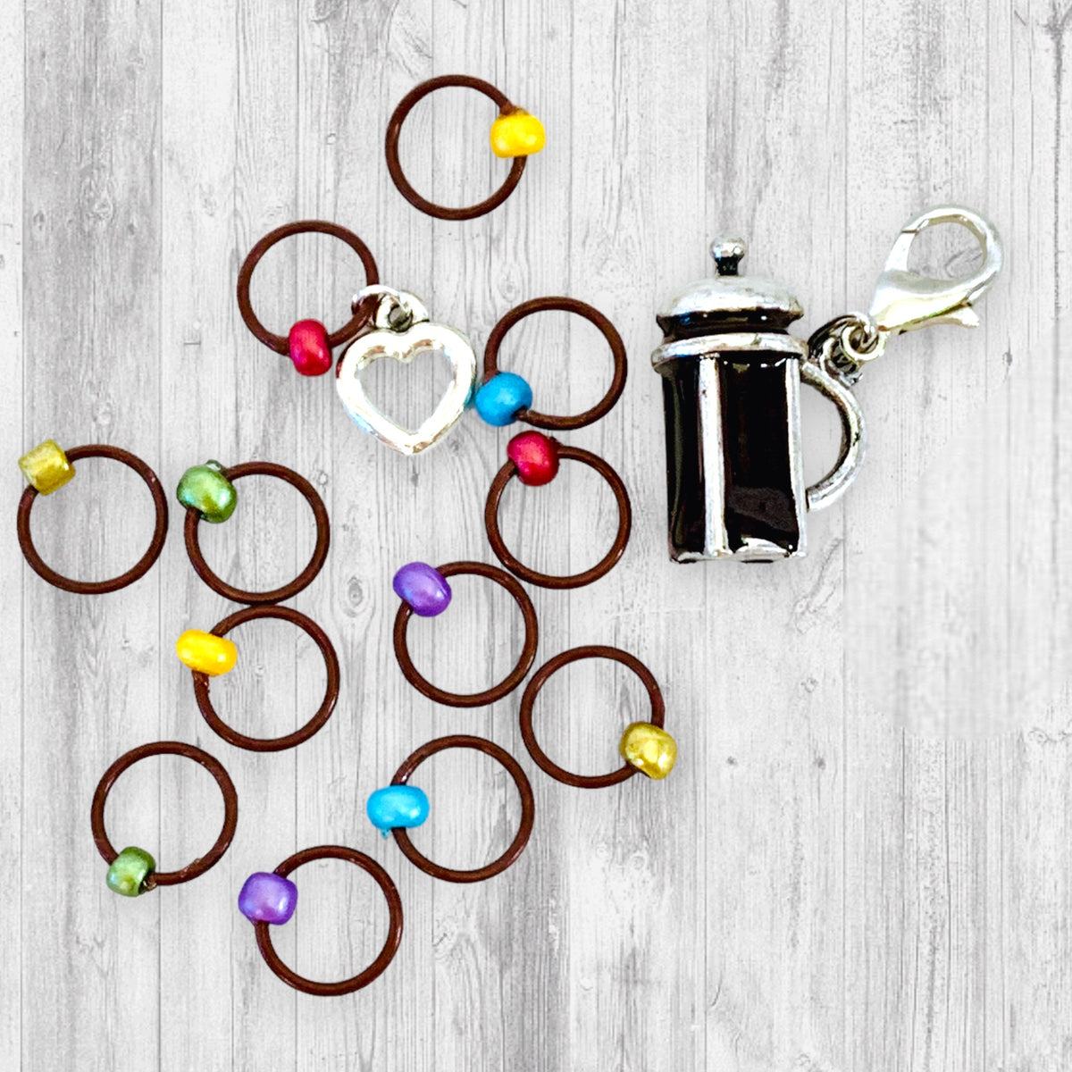 French Press Coffee Progress & Stitch Markers - AdoreKnit
