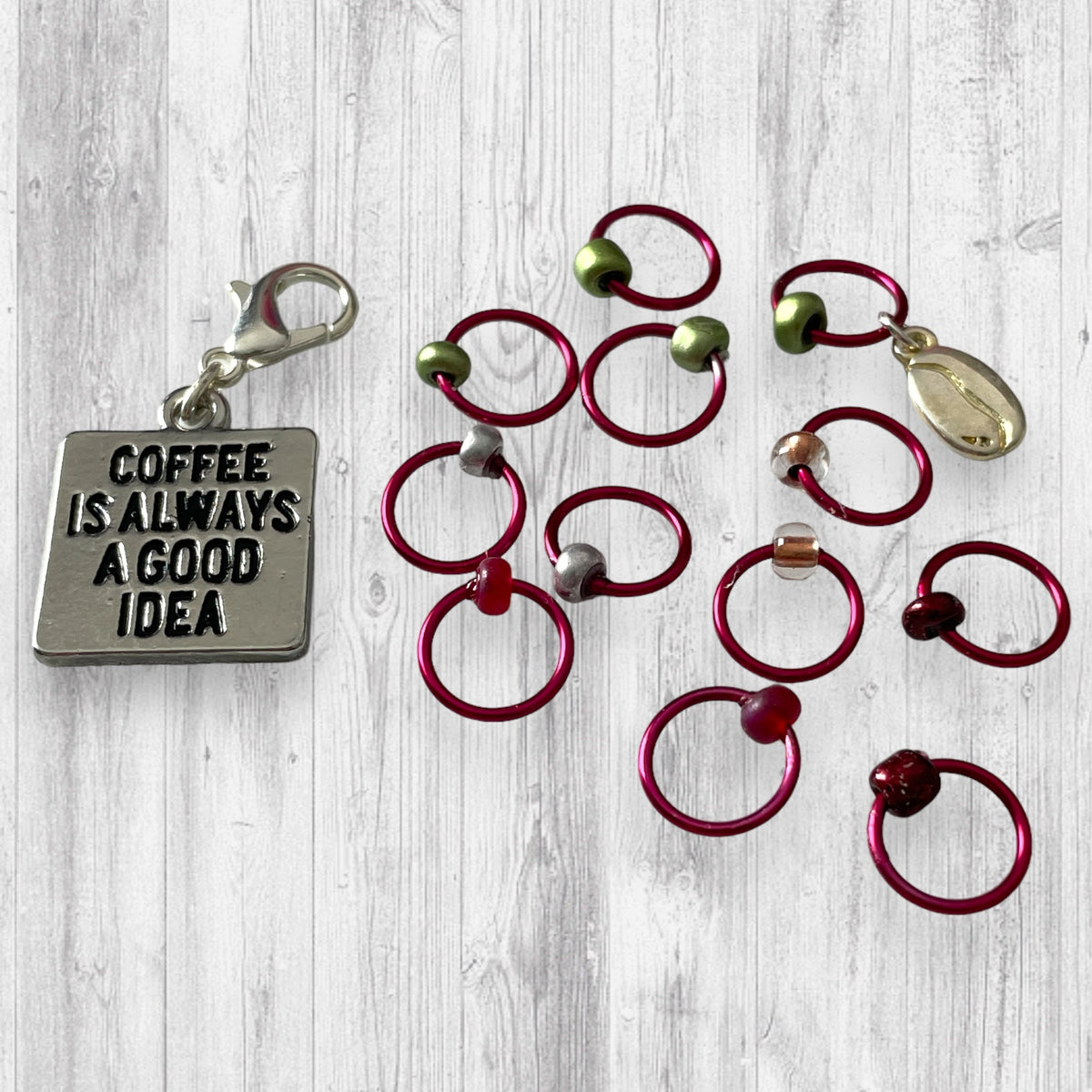Coffee is ALWAYS A Good Idea Progress & Stitch Marker Set - AdoreKnit
